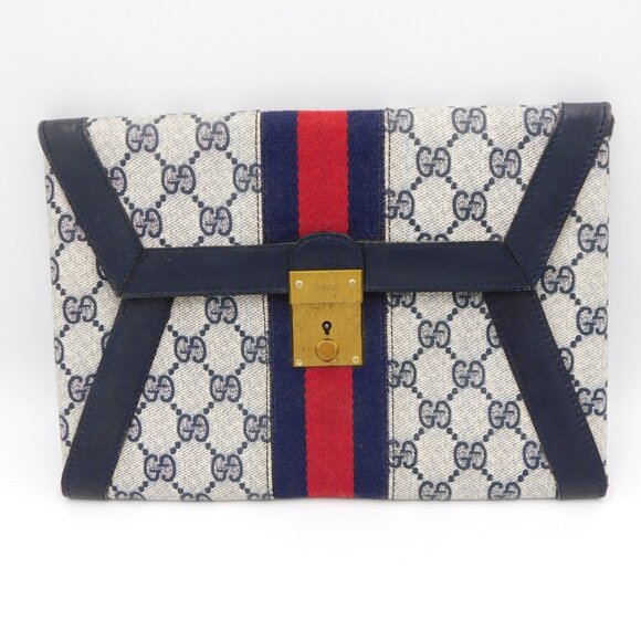 Gucci Foldover Guccissima Envelope Clutch | Vintage | Leather Trim | VGUC - Picture 14 of 14
